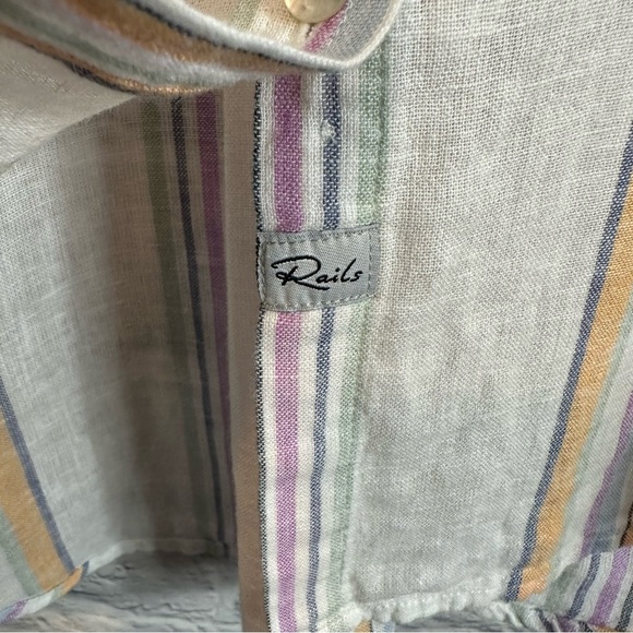 Rails Charli Stripe Linen Blend Button Up Blouse - Picture 4 of 11